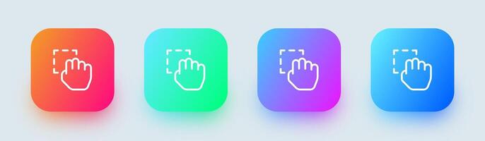 Drag line icon in square gradient colors. Cursor signs illustration. vector
