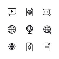 Black color outline icon set illustration vector