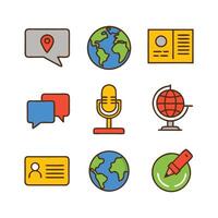 Collection of colorful communication icon set illustration vector