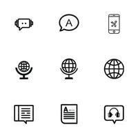 A set of line art icon illustration vector