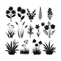 Grass Set Silhouette Design on White Background vector