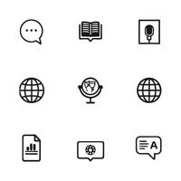 Black color outline contact icon set illustration design vector
