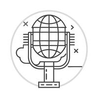A illustration of a microphone in a circle vector