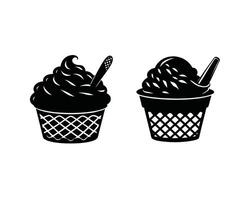 Two ice cream cup shilhouette design vector
