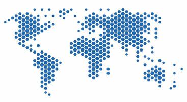 Hexagon shape world map on white background. vector