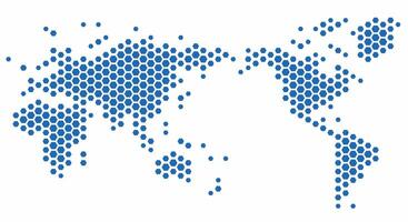 Hexagon shape world map on white background. vector