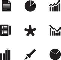 Business Data Analysis Icons Set Growth Charts vector