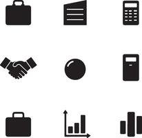 Business Icon Set Briefcase, Document, Calculator, Handshake, Globe, Graph vector