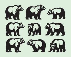 Bear Silhouettes in Various Poses vector