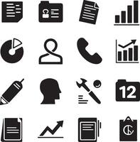 Black and White Business Icons Set for Website vector