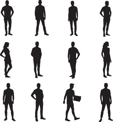 Black Silhouettes of People in Various Poses