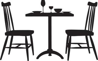 Silhouette of a Table Setting with Two Chairs vector