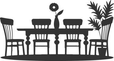 Silhouette of a Dining Table with Chairs vector