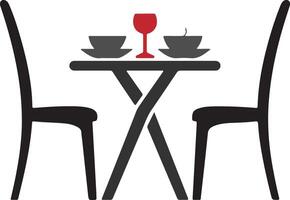 Simple Table Setting with Two Chairs and Wine Glass vector