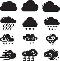 Cloud Icons Set Weather Rain Snow Wind vector