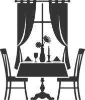 Romantic Dinner Table Setting With Window And Curtains vector
