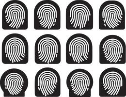 Fingerprint Icons Set Black White Graphic Design vector