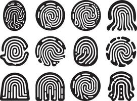 Fingerprint Icons Set Unique Biometric Identity vector