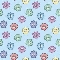 Seamless Pattern of Gears on Light Blue Background. Concept of Cute Industrial Design, Colorful Machine Parts, Engineering Tools. Textile and Wallpaper Element. Wrapping paper, Print vector