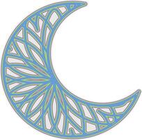 a crescent moon with a mandala art scroll inside vector