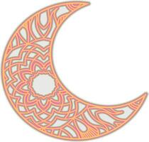 a crescent moon with a mandala art scroll inside vector