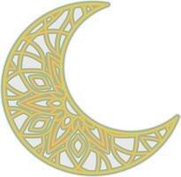 a crescent moon with a mandala art scroll inside vector