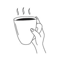Coffee cup in hand sketch vector