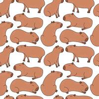Capybara seamless pattern in flat style on white background. capybaras pattern vector