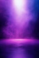 Misty purple fog illuminating a serene body of water at twilight photo
