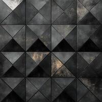 Abstract geometric pattern of dark textured tiles arranged in a modern design on a surface photo