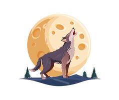 Wolf howling at the moon vector