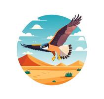 Falcon diving above a desert vector
