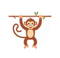 Monkey swinging on branches vector
