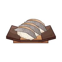 sushi on plate vector