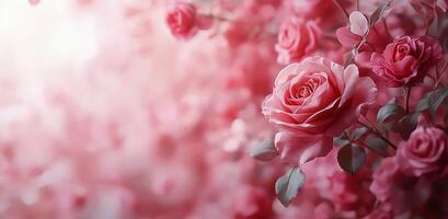 Delicate pink rose petals scattered gently on a soft surface creating a romantic atmosphere photo