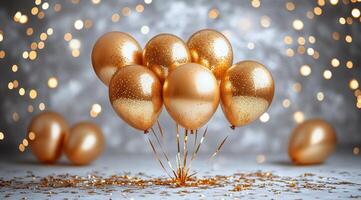Elegant golden and white Christmas decorations in a bright, festive indoor setting photo