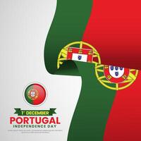 Portugal Realistic 3d Waving Flag Square Banner Background for Independence Day Concept Design vector