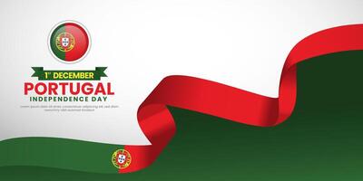 Portugal independence day celebration banner background with blank space and National Waving flag vector