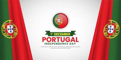 Portugal 3d national flag blank space background banner design for Independence day vector