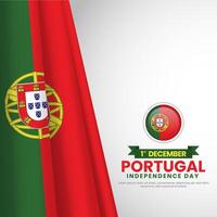 Portugal Realistic 3d Waving Flag Square Banner Background for Independence Day Concept Design vector