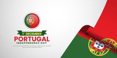 Portugal 3d national flag blank space background banner design for Independence day vector