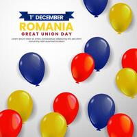 Romania Great Union Day on 1st December with Balloons National Flag color illustration Background vector