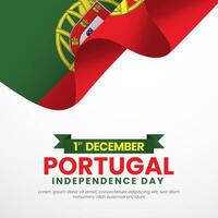 Portugal Realistic 3d Waving Flag Square Banner Background for Independence Day Concept Design vector