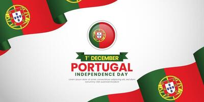 Portugal 3d national flag blank space background banner design for Independence day vector
