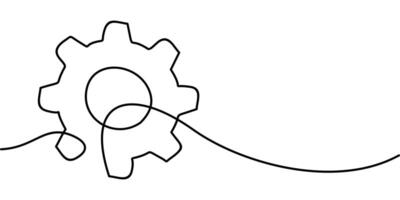continuous line drawing of gear settings symbol. abstract line art illustration vector