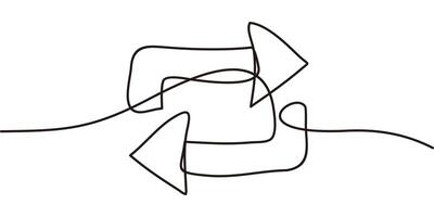 continuous line drawing of double exchange arrow symbol. abstract line art illustration vector