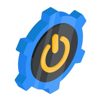 Conceptual flat isometric design icon of shutdown setting vector