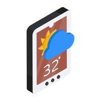 Mobile weather app icon in premium style vector