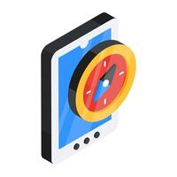 A flat isometric design icon of mobile compass vector