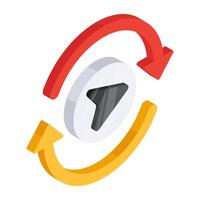 A colored design icon of update navigation arrow vector